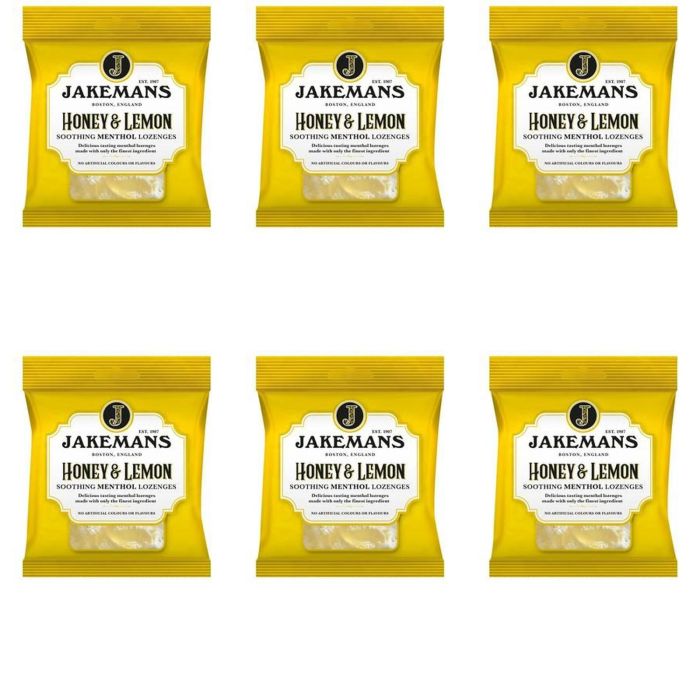Jakemans Honey & Lemon Soothing Menthol Lozenges 73g - Pack of 6