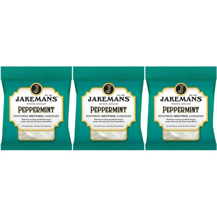 Jakemans Throat and Chest Menthol Sweets Peppermint 73g - Pack of 3