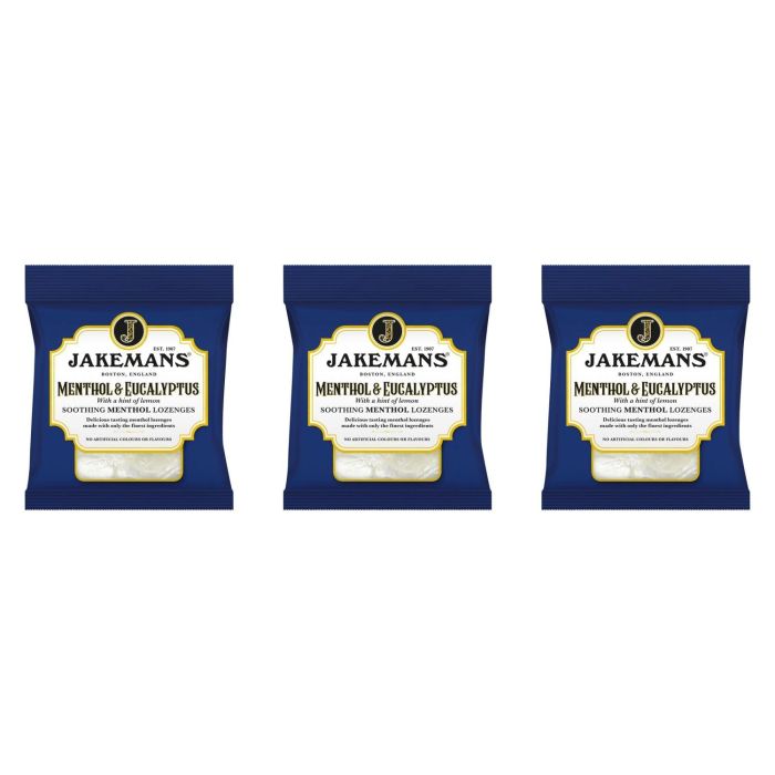 Jakemans Throat and Chest Menthol Sweets Menthol and Eucalyptus 73g - Pack of 3