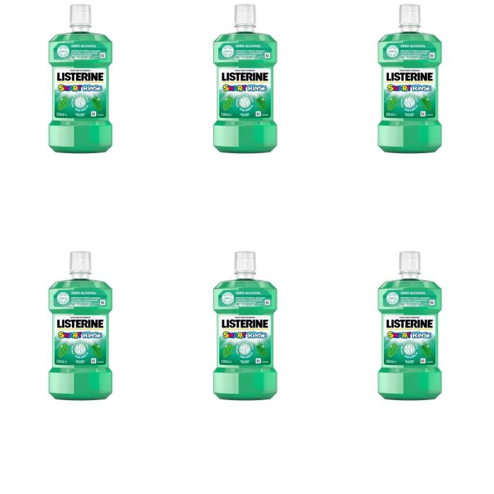 Listerine Smart Rinse For Kids 6+ Mouthwash Mild Mint 250ml - Pack of 6
