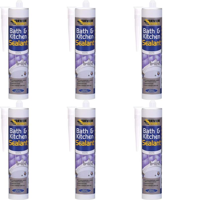 Everbuild Bath & Kitchen Sealant White 290ML - Pack of 6