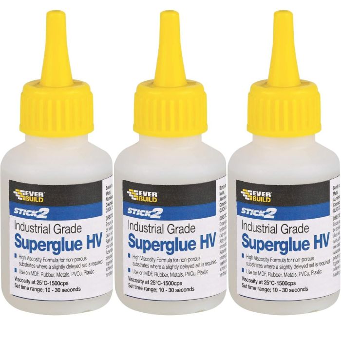Everbuild HV20 Stick 2 High Viscosity Superglue 20g - Pack of 3