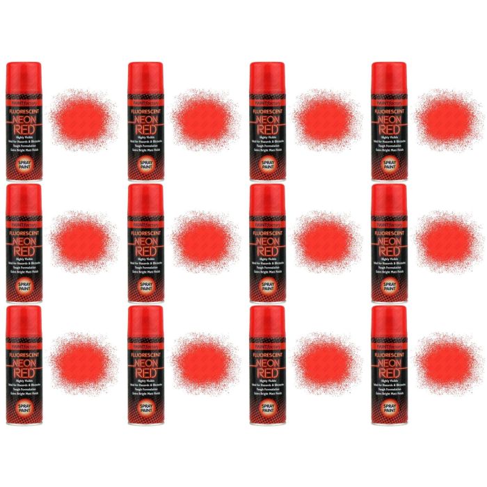 Paint Factory Fluorescent Neon Red Spray Paint 200ml - Pack of 12