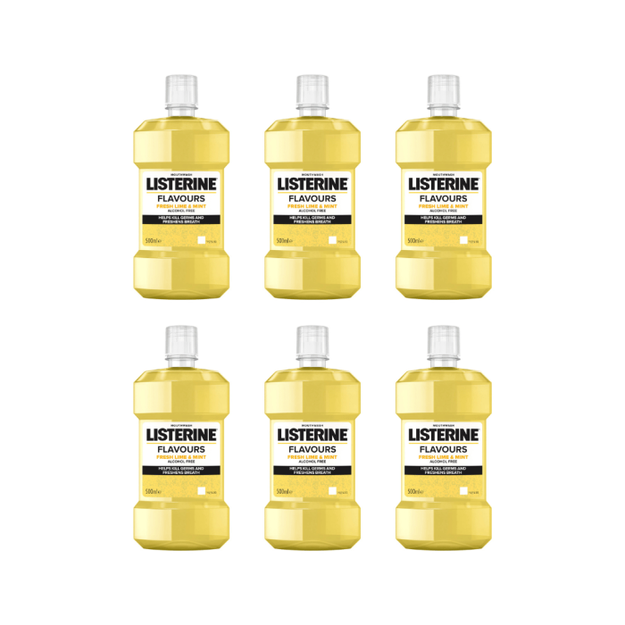 Listerine Lime & Mint Mouthwash 500ml - Pack of 6