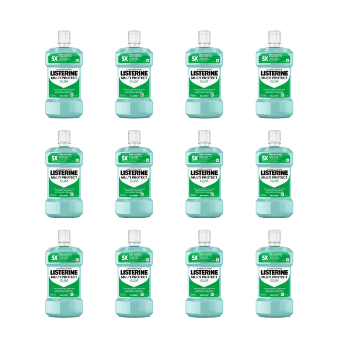 Listerine Multi Protect Gum Mild Mint Mouthwash 500ml - Pack of 12