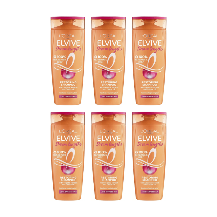 L'Oreal Paris Elvive Dream Lengths Long Hair Restoring Shampoo 250ml - Pack of 6