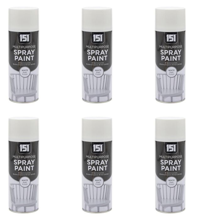 151 White Matt Finish Multipurpose Spray Paint 400ML - Pack of 6