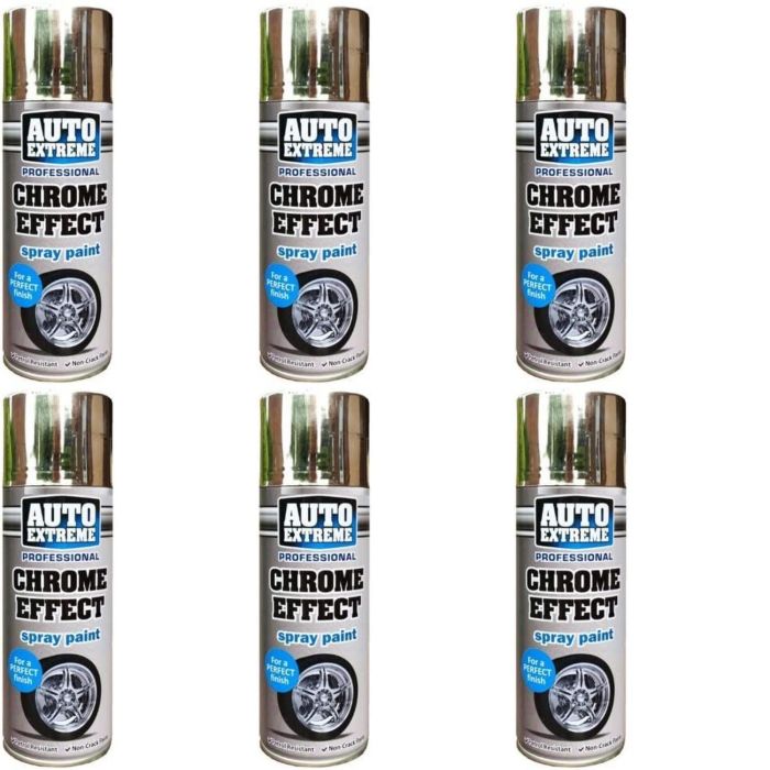 Rapide Auto Extreme Professional Chrome Effect Spray Paint 400ml - Pack of 6