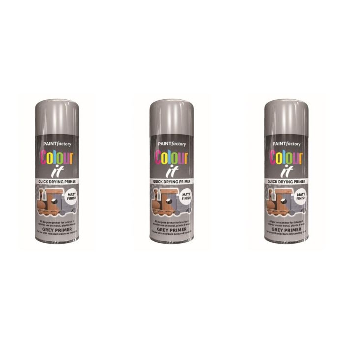 Paint Factory All Purpose Paint Grey Primer 400ml - Pack of 3