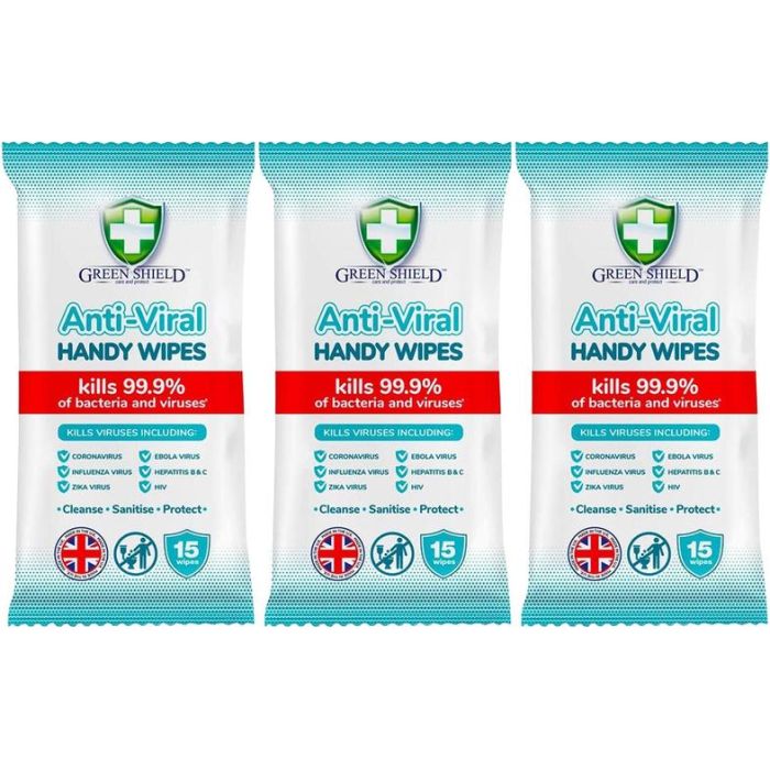 Greenshield Anti-Viral Handy Wipes 15'S - Pack of 3