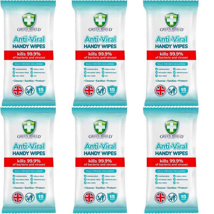 Greenshield Anti-Viral Handy Wipes 15'S - Pack of 6