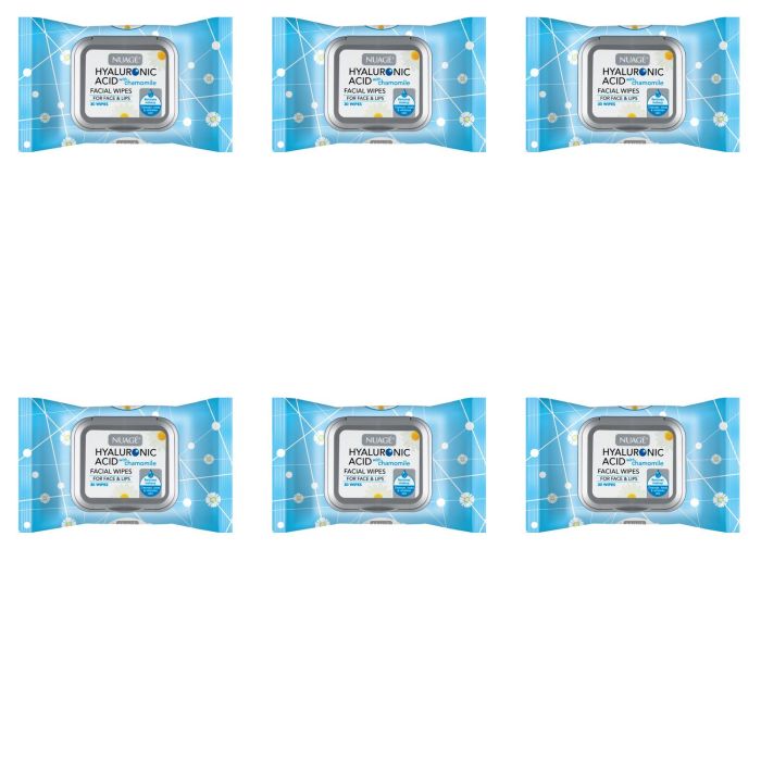 Nuage Hyaluronic Acid & Chamomile Refreshing Cleansing Facial Wipes 30 Wipes - Pack of 6