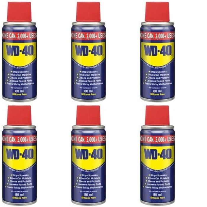 WD40 Lubricant Spray 80ml - Pack of 6