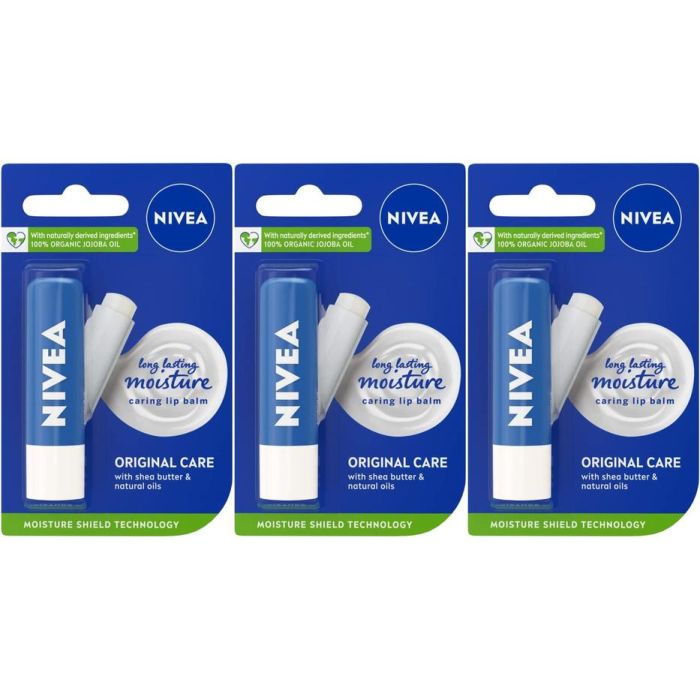 NIVEA Lip Balm Original Care 4.8g - Pack of 3