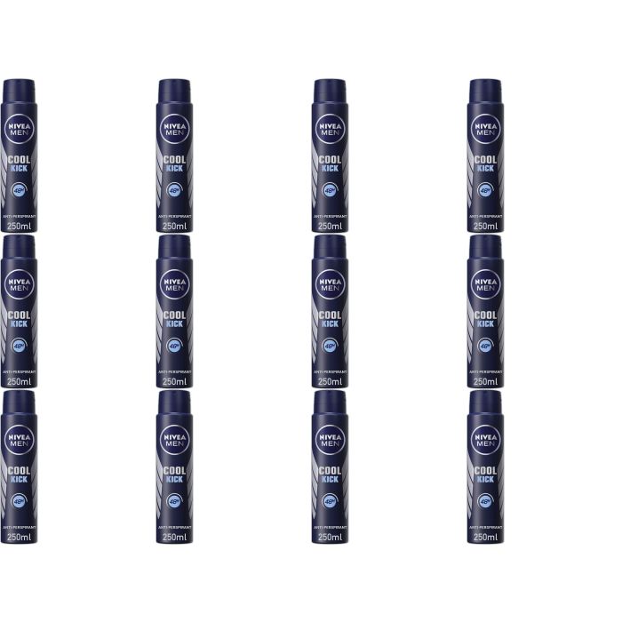 Nivea Men Cool Kick Anti-Perspirant Deodorant Spray 250ml - Pack of 12