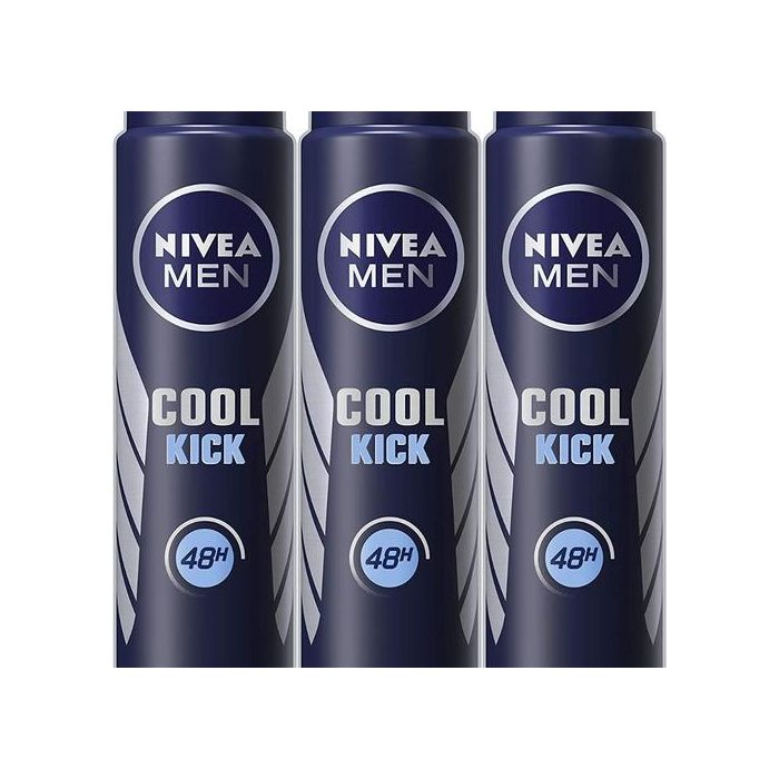 Nivea Men Cool Kick Anti-Perspirant Deodorant Spray 250ml - Pack of 3