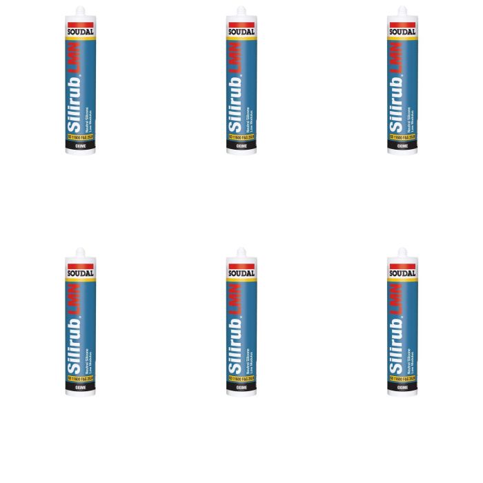 Soudal Silirub LMN Neutral Silicone Clear 300ml - Pack of 6