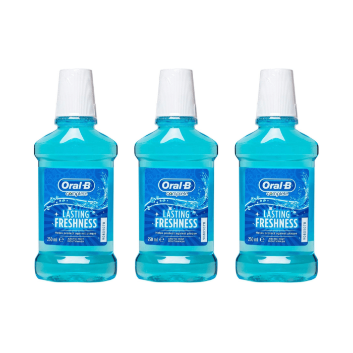 Oral-B Complete Lasting Freshness Mouthwash 250ml - Arctic Mint - Pack of 3