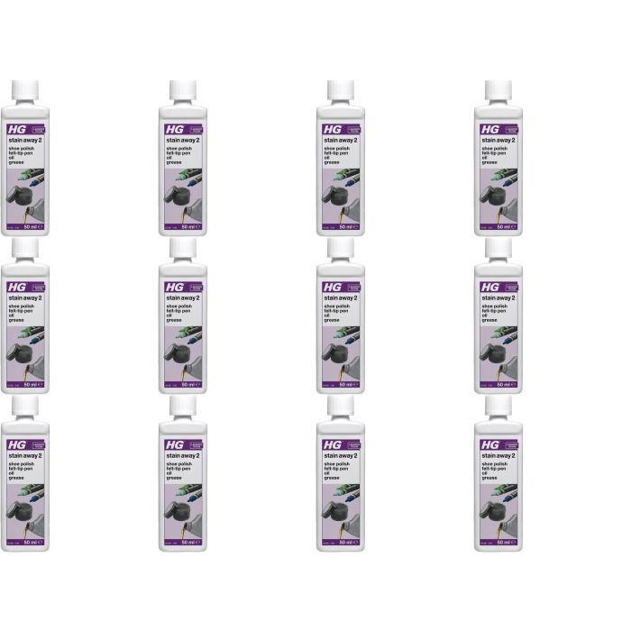 HG Stain Away 2 Removes Shoe Polish Felt-Tip Pen Oil & Grease 50ml - Pack of 12