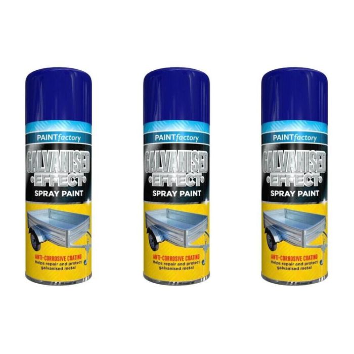 Paintfactory Galvanised Effect Spray Paint 400ML - Pack of 3