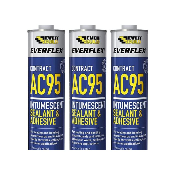 Everbuild Everflex AC95 Intumescent Sealant and Adhesive White 900ml - Pack of 3