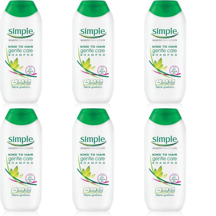 Simple Kind to Hair Gentle Care with Pro-Vitamin B5 Hair Shampoo 200ml - Pack of 6