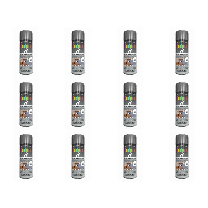 Paint Factory Grey Primer Spray Paint 250ml - Pack of 12