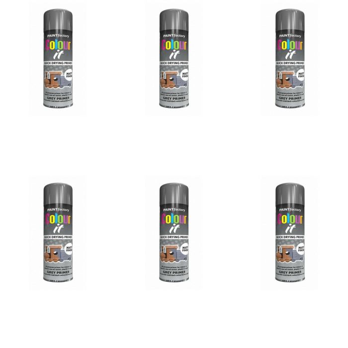 Paint Factory Grey Primer Spray Paint 250ml - Pack of 6