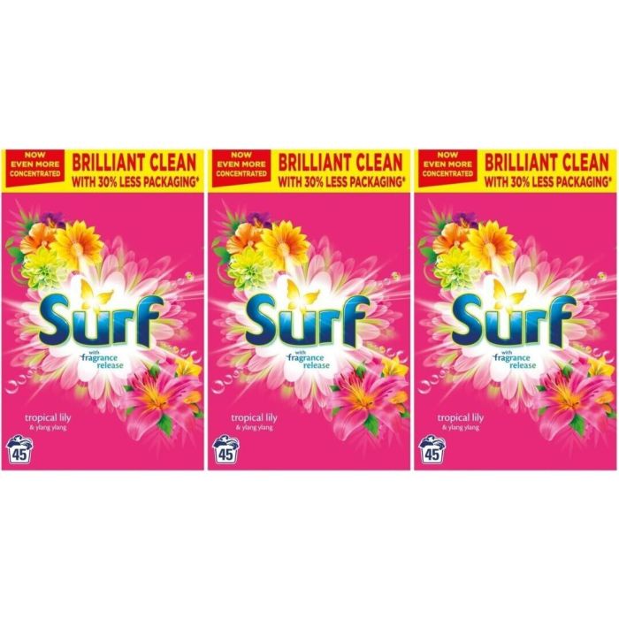 Surf Tropical Lily & Ylang-Ylang Laundry Powder 45 Washes 2.25KG - Pack of 3