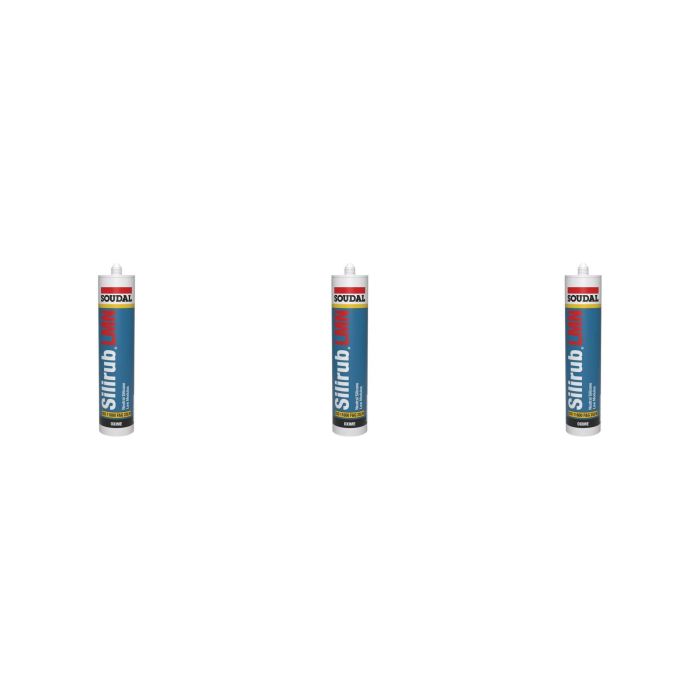 Soudal Silirub LMN Neutral Silicone Sealant Anthracite Grey 300ml - Pack of 3