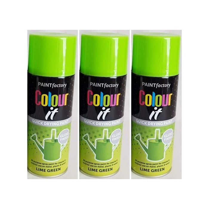 Paint Factory Colour It Multi-Purpose Spray Paint Lime Green 400ml - Pack of 3