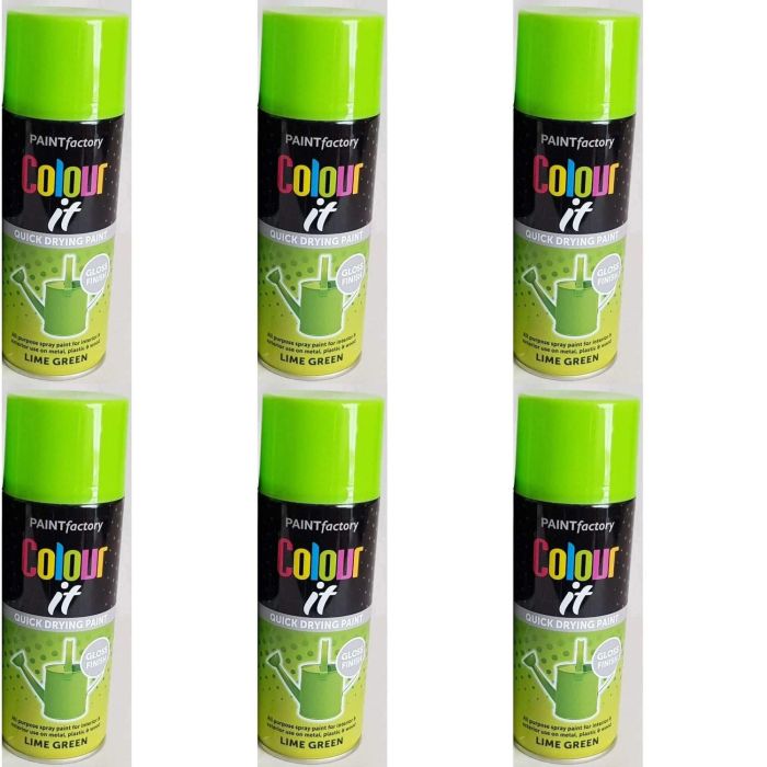 Paint Factory Colour It Multi-Purpose Spray Paint Lime Green 400ml - Pack of 6