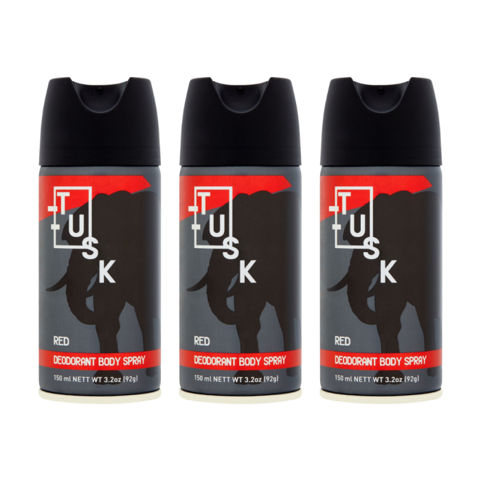Tusk Red Deodorant Body Spray 150ml - Pack of 3
