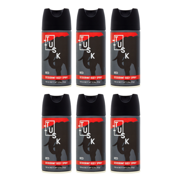 Tusk Red Deodorant Body Spray 150ml - Pack of 6