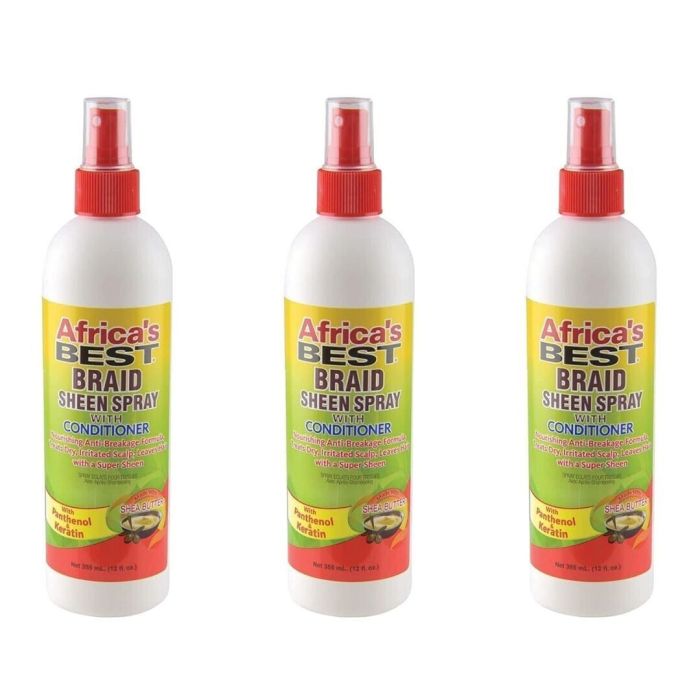 Africa's Best Braid Sheen Spray with Conditioner 355ML - Pack of 3