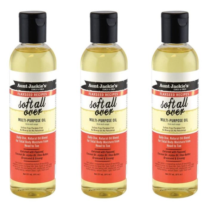 Aunt Jackies Flaxseed Recipes Soft All Over Multi Purpose Oil 237ml - Pack of 3