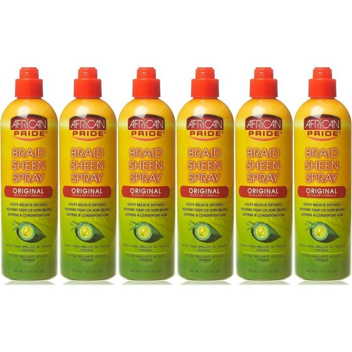 African Pride Original Braid Sheen Spray 355ml - Pack of 6