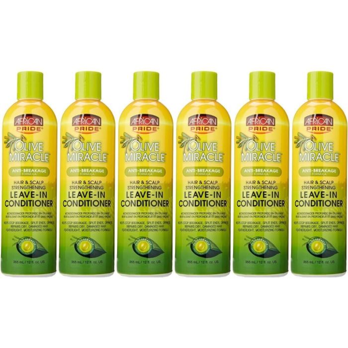 African Pride Olive Miracle Leave In Conditioner Anti Breakage Formula 355ml - Pack of 6