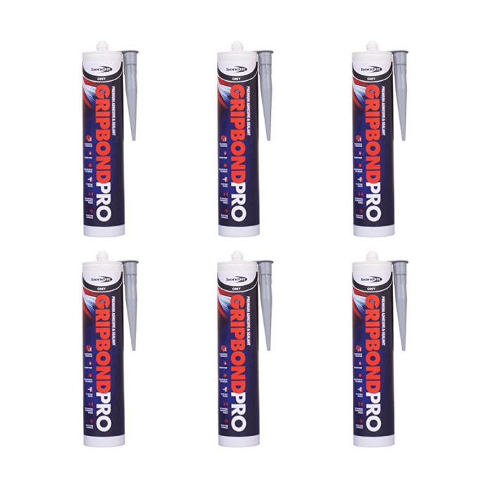 Bond It Gripbond Pro Grey Hybrid Adhesive Sealant 310ml - Pack of 6