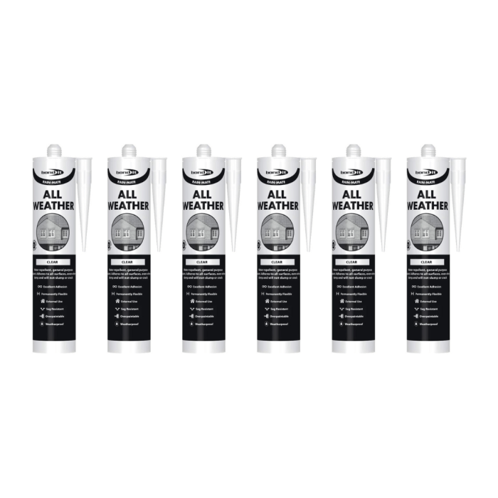 Bond It Rain-Mate All-Weather Sealant Clear 300ml - Pack of 6