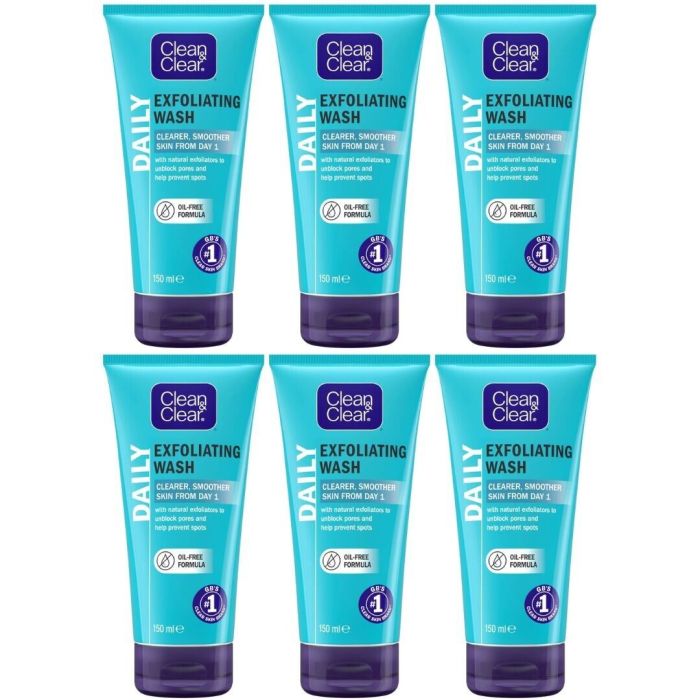 Clean & Clear Oil-Free Exfoliating Daily Face Wash 150ml - Pack of 6