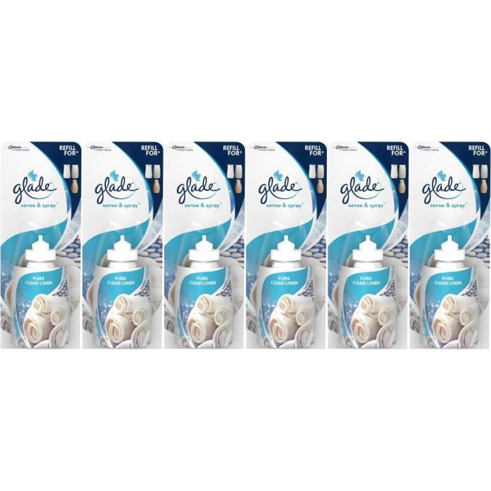 Glade Sense & Spray Pure Clean Linen Air Freshener Refill 18ml - Pack of 6