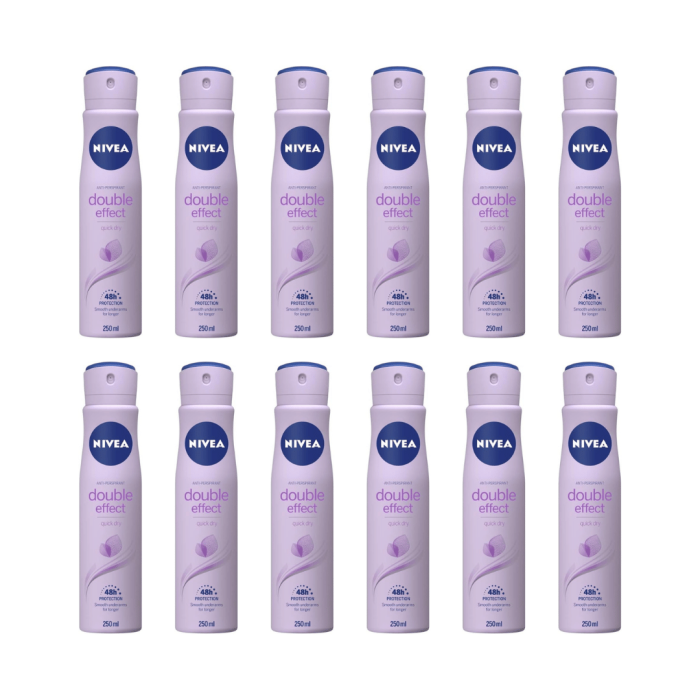 Nivea Anti-Perspirant Double Effect Deo 48Hr Protection 250ml - Pack of 12