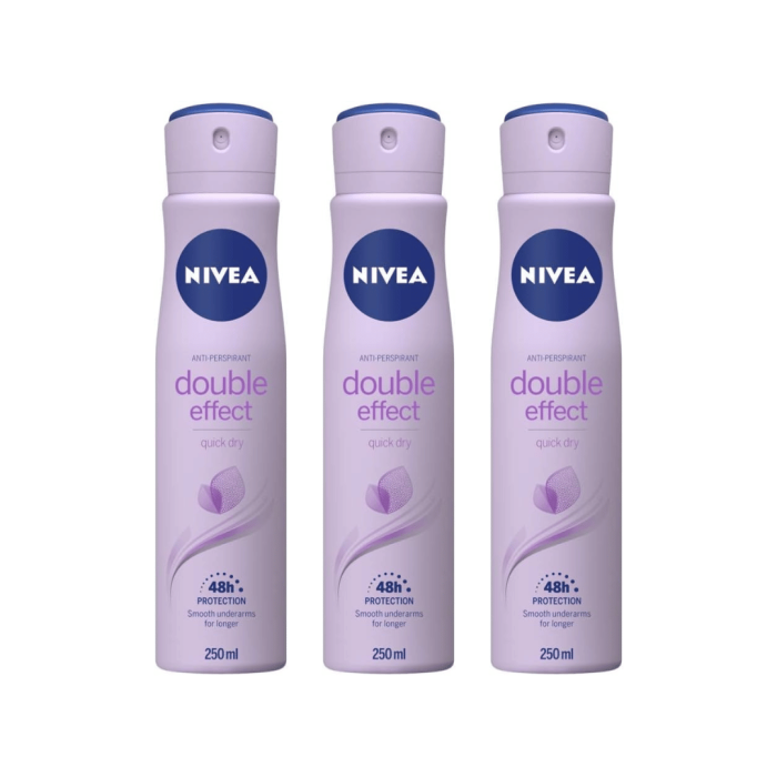 Nivea Anti-Perspirant Double Effect Deo 48Hr Protection 250ml - Pack of 3