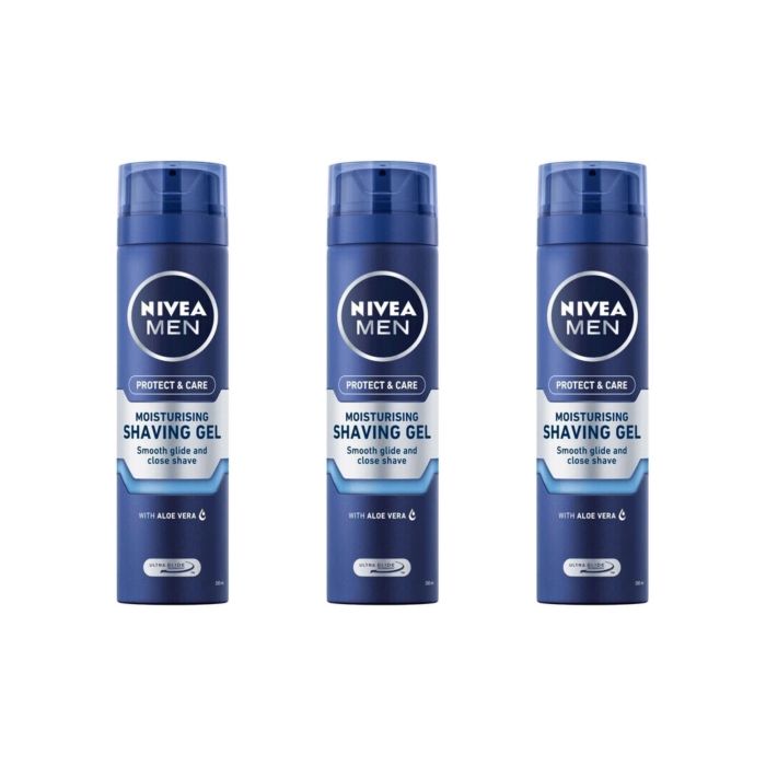 Nivea Moisturising Shaving Gel Protect & Care Aloe Vera 200ml - Pack of 3