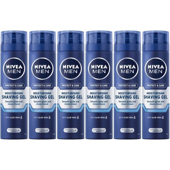 Nivea Moisturising Shaving Gel Protect & Care Aloe Vera 200ml - Pack of 6