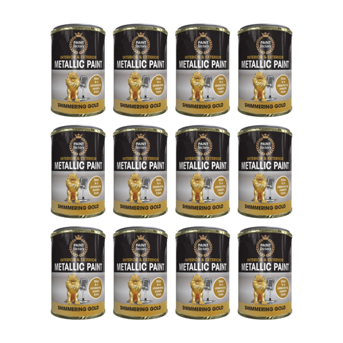 Paint Factory Metallic Paint Interior & Exterior Shimmering Gold 300ml - Pack of 12