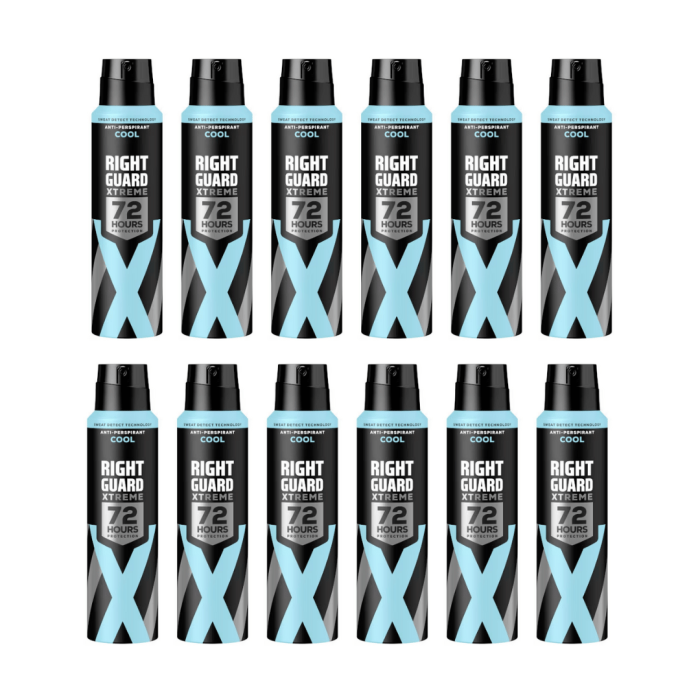 Right Guard Xtreme Cool MEN Anti-Perspirant Deodorant Aerosol 150ml - Pack of 12