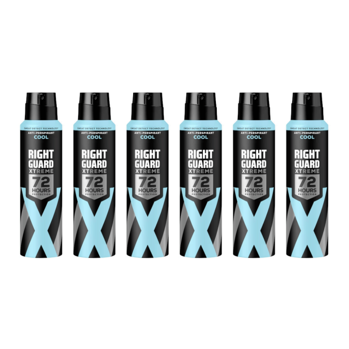 Right Guard Xtreme Cool MEN Anti-Perspirant Deodorant Aerosol 150ml - Pack of 6