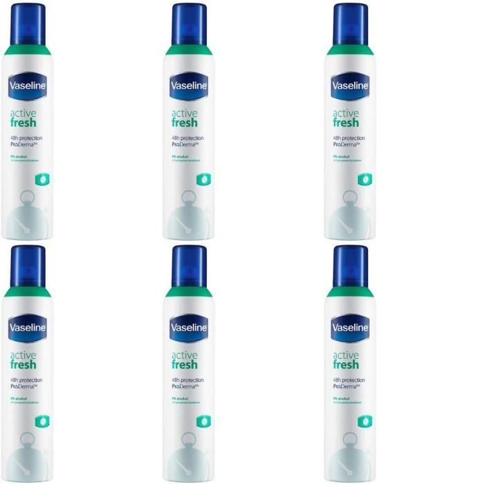 Vaseline Men Active Dry Anti-Perspirant Deodorant Spray 250ml - Pack of 6